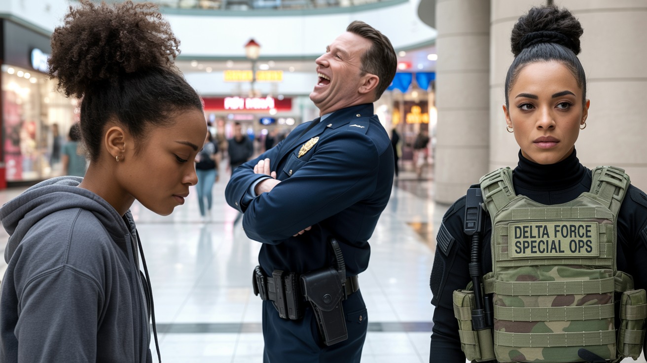 Cop Laughs at Black Girl Boasting About Mom in Special Forces – Speechless When She Walks In