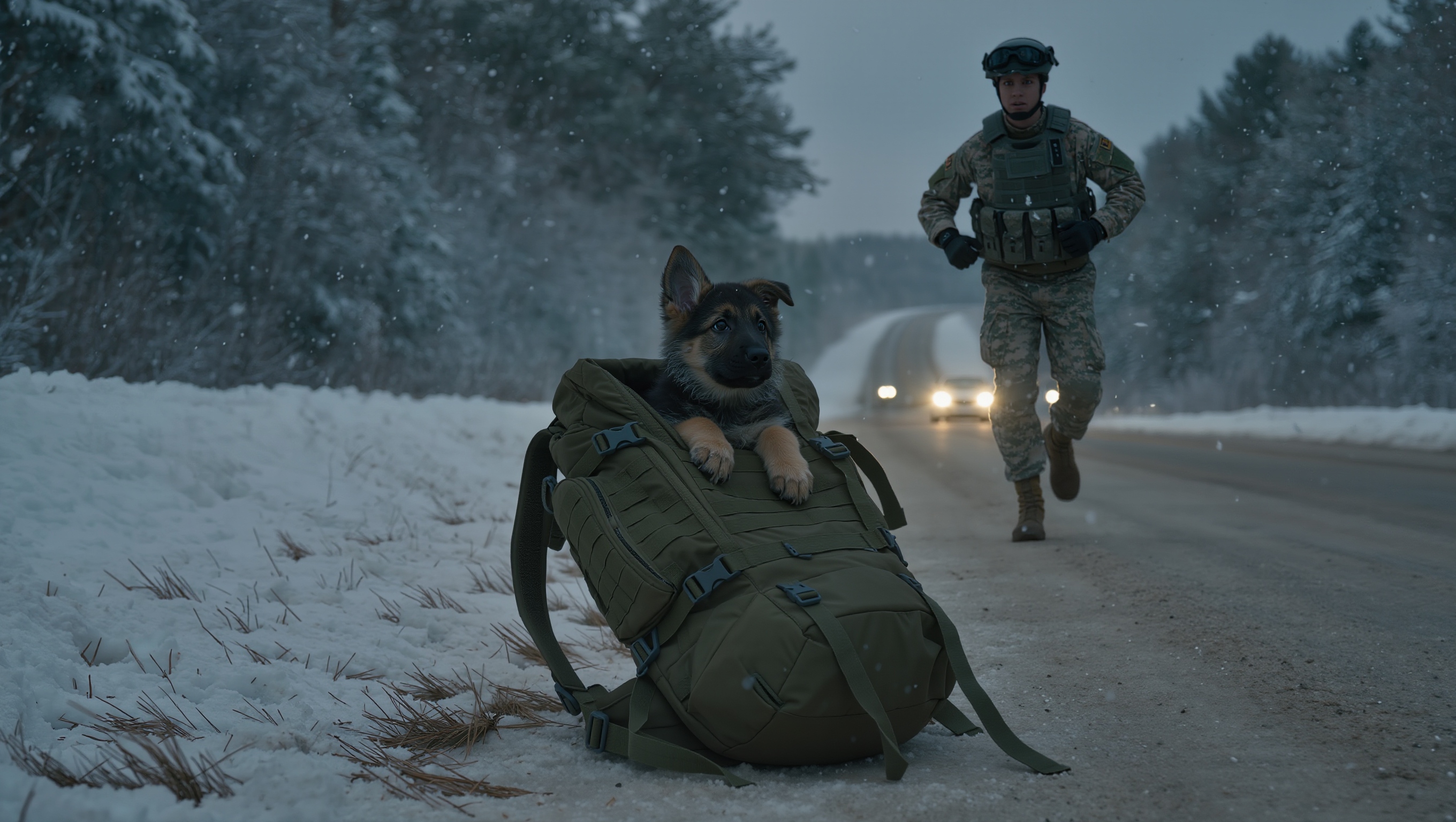 Starving Puppy Clings to Military Bag – Marine’s Heart Breaks When He Opens It!