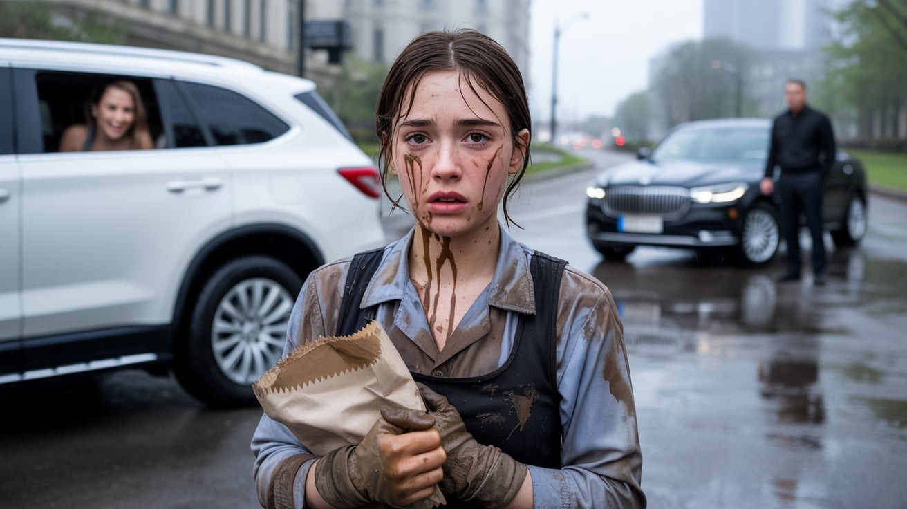 Rich Lady Splashes Mud On Cleaner Girl – Unaware Who Was Watching