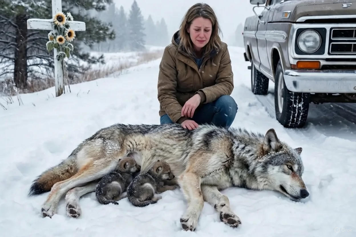 Woman Opens Door For Freezing Wolf Family – What Happens Next Will Amaze You
