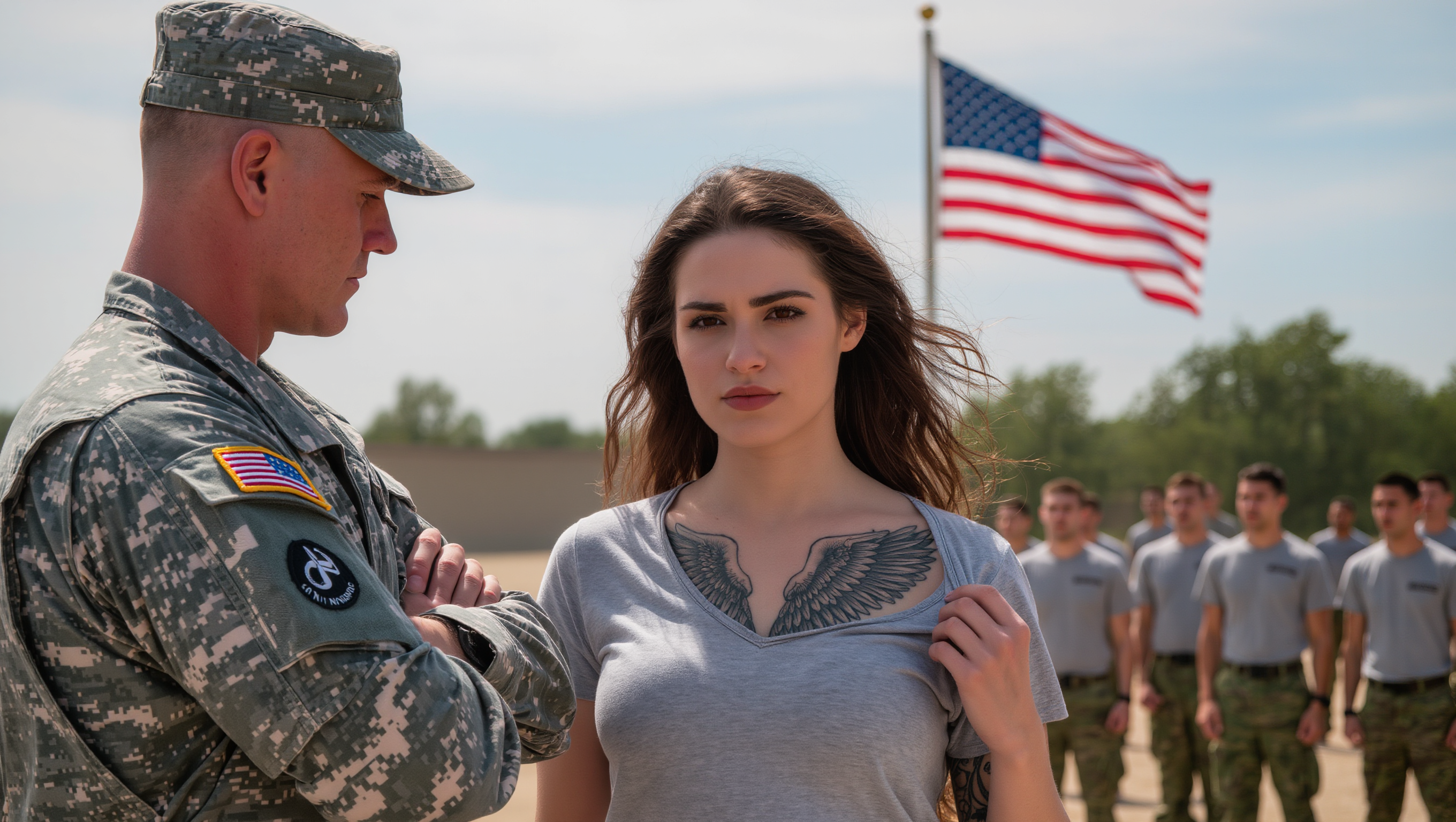 They Laughed at Her Uniform – Only to Freeze at the Tattoo Hidden Below Her Collarbone