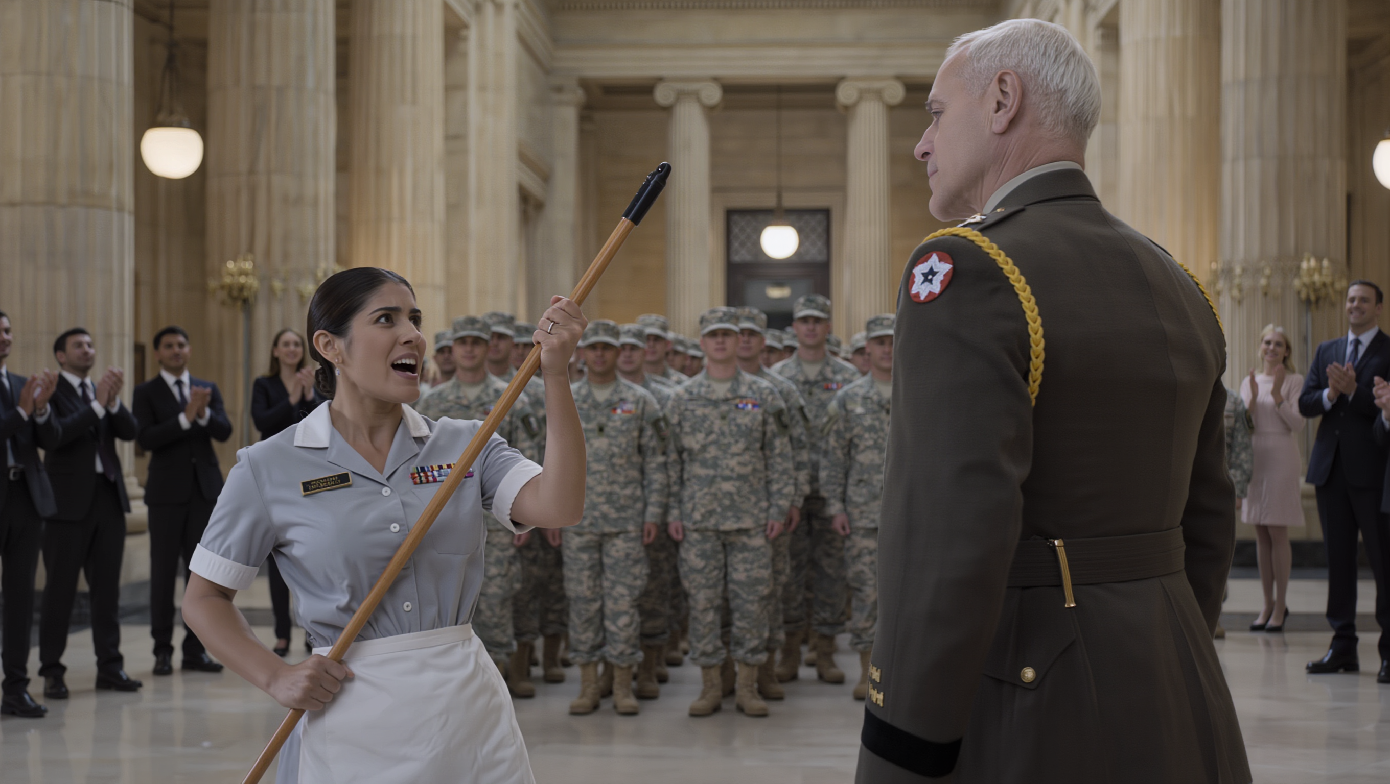 The General Barked an Odd Command No One Could Understand – Until the Cleaning Lady Snapped to Attention.