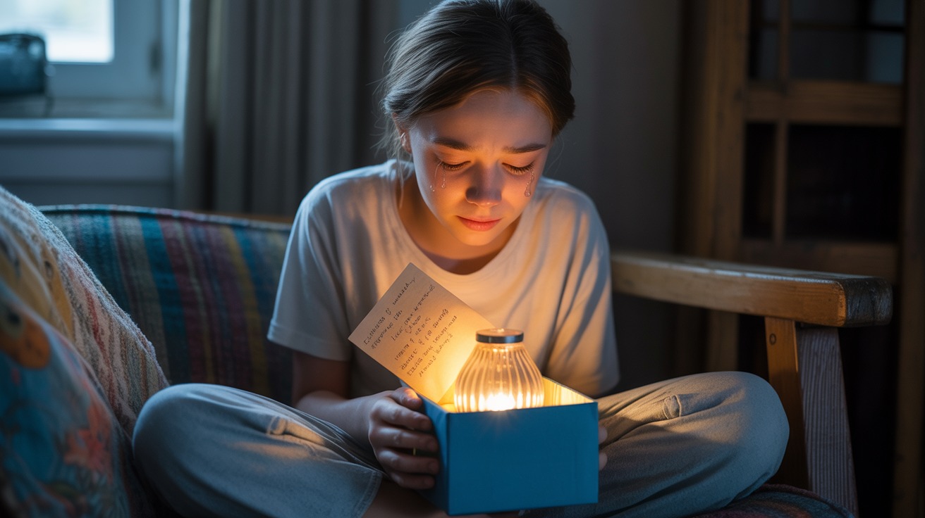 A Woman at a Cafe Placed a Blue Box on My Table and Said, “You’ll Need This Tonight” – After Nightfall, I Saw Why