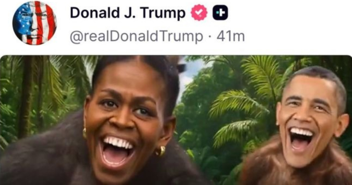 Trump Posts Racist Meme Of The Obamas, Then Deletes It After Backlash
