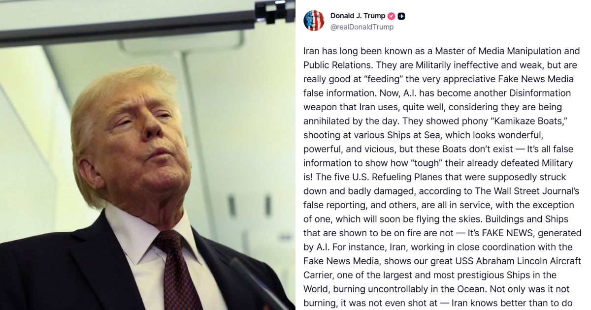 Trump Accuses Iran Of Using AI To Spread Disinformation Amid War Tensions